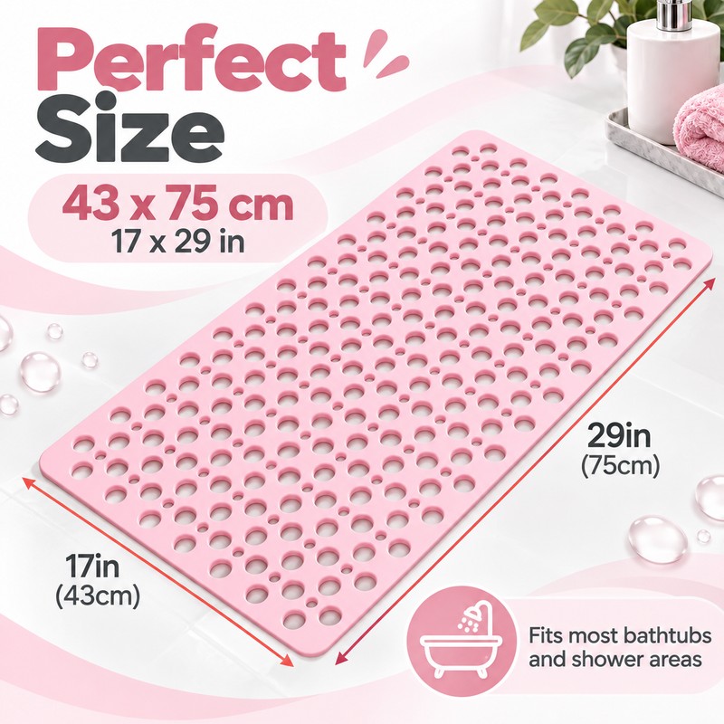 Non-Slip Shower Mat for Bathtubs and Bathrooms – 43 x
