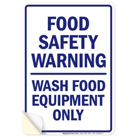 Food Safety Warning Wash Equipment Only Sign, 10x7 Inches, 4 Mil Vinyl Decal Stickers Weather Resistant, Made in USA by My Sign Center