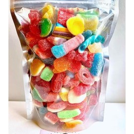 Ultimate Pink N Mix Gummy Sour & Sweet, Gummies, Chewy, Variety Bag Bonbon Bite Candy - Specification: 1 Pound