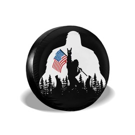 cozipink Bigfoot American Flag Camping Spare Tire Cover Wheel Protectors Weatherproof Wheel Covers Universal Fit for Trailer Rv SUV Truck Camper Travel Trailers Accessories 14" 15" 16" 17"