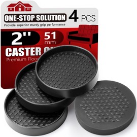 Non Slip Furniture Coasters - Premium Rubber Pads for Hardwood Floors | Anti Slip Furniture Pads | Floor Protectors and Stoppers | Secure and Unscathed Floors | Set of 4 (2" Black)