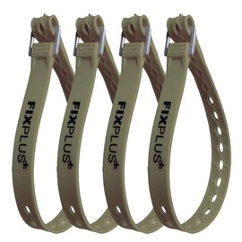Fixplus Strap Pack of 4 – Lashing Strap for Securing, Fastening, Bundling and Lashing, Made of Special Plastic with Aluminium Buckle 66 cm x 2.4 cm (Olive Green)