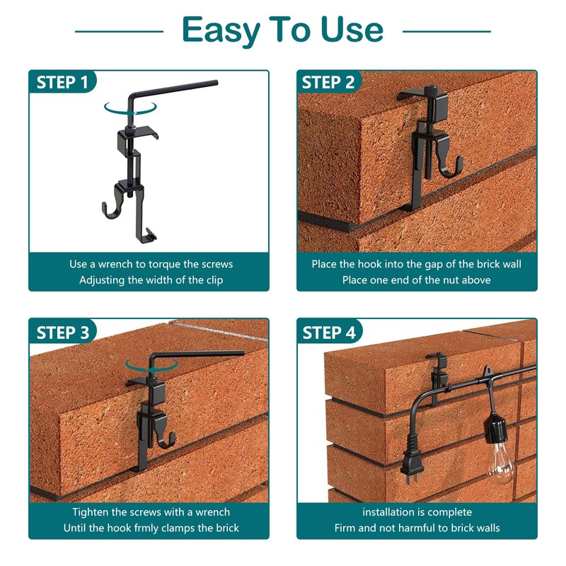 6Pcs Stainless Steel Brick Hooks, No Drill, No Nail Holes,