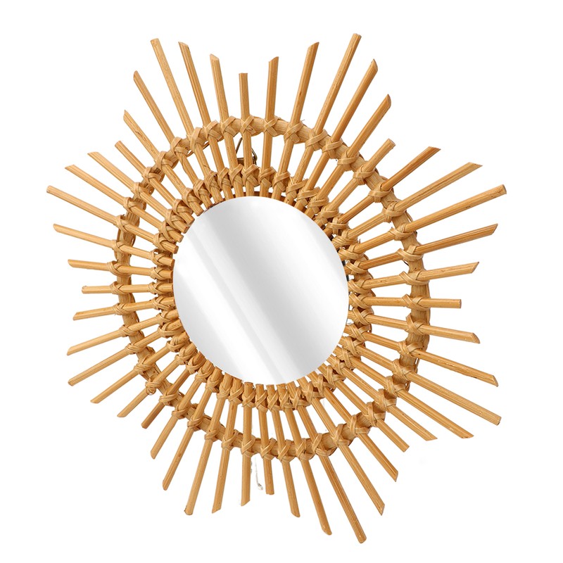 Wall Decor Rattan Mirror Star Shape Unique Simple Handwoven Mirror