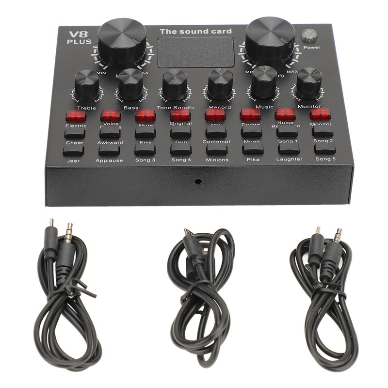 Live Sound Card with Built in Microphone Clear Recording Portable