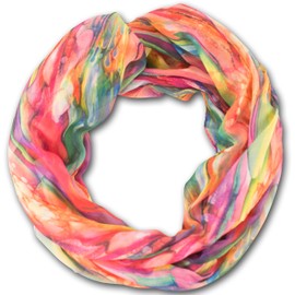 fashionchimp® All-Over Batik Style Loop Scarf Crash and Crinkle Silk Scarf Women's - Pink