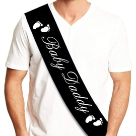 Baby Daddy Funny Baby Shower Sash For Daddy To Be, (Black w/White Lettering) Baby Shower Party Decorations Gifts Supplies Dad To Be Baby Gender Reveal Ideas New Father Favors
