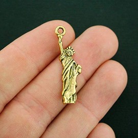 10 Statue of Liberty Charms Antique Gold Tone - Charms Pendants DIY for Necklace Bracelet Jewelry Making Scrapbooking and Crafting