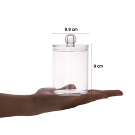 Tbestmax 3 Pack Small Cotton Swab Ball Pad Holder, 10 Oz Qtip Apothecary Jar Clear Makeup Organizer, Bathroom Containers Dispenser