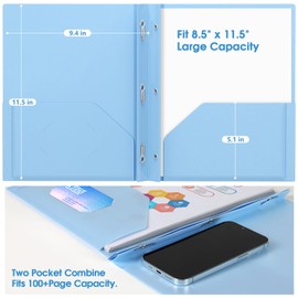 KTRIO Plastic Pocket Folders with Prongs, Colored Heavy Duty Pocket Folders with Business Card Slot, Letter Size, File Fasteners, for School Office
