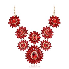 EVER FAITH Rhinestone Bib Necklace, Iridescent Clear AB Crystal Costume Statement Long Collar Necklace for Cocktail Prom Party, Crystal