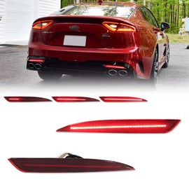 KENRTIR for 2016 2017 2018 Kia Optima K5 Rear Bumper Reflector Sequential Turn Signal Brake Tail Lights Red Lens 3 IN 1 LED Fog lamp