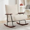 MAISONGO Rocking Chair, Upholstered Modern Glider with Wooden Legs and