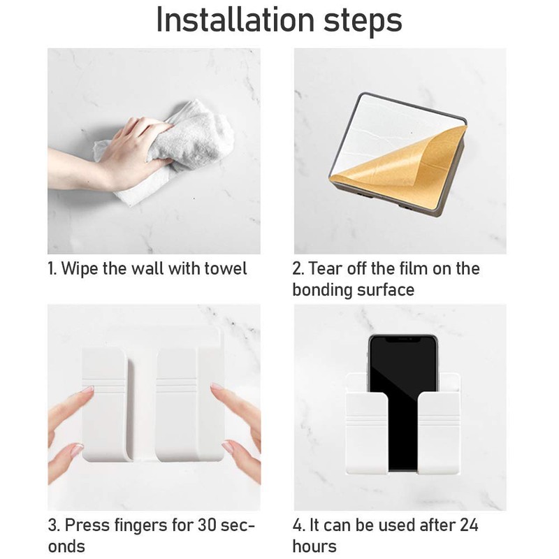 Phone Holder Wall Mounted, Damage-Free Wall Mount for Smartphones, Cellphone