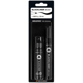 Molotow Molotow Blackliner Brush and Refill (1x Blackliner Brush mit Pinselspitze & 1x Refill 30ml, hochpigmentierte, permanente, dokumentenechte Tinte) schwarz