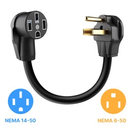 NEMA 6-50P to 14-50R EV Charger Adapter Cord 220V 50 Amp 4 Prong to 3 Prong Welder Plug Adapter Heavy Duty Pure Copper Connector for Level 2 EV Charging