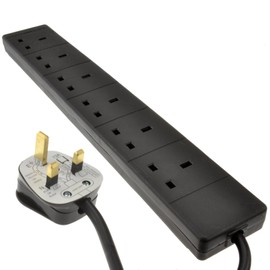 kenable 6 Gang Way UK Trailing Socket Mains Power Extension Lead Black 0.5m [0.5 metres]