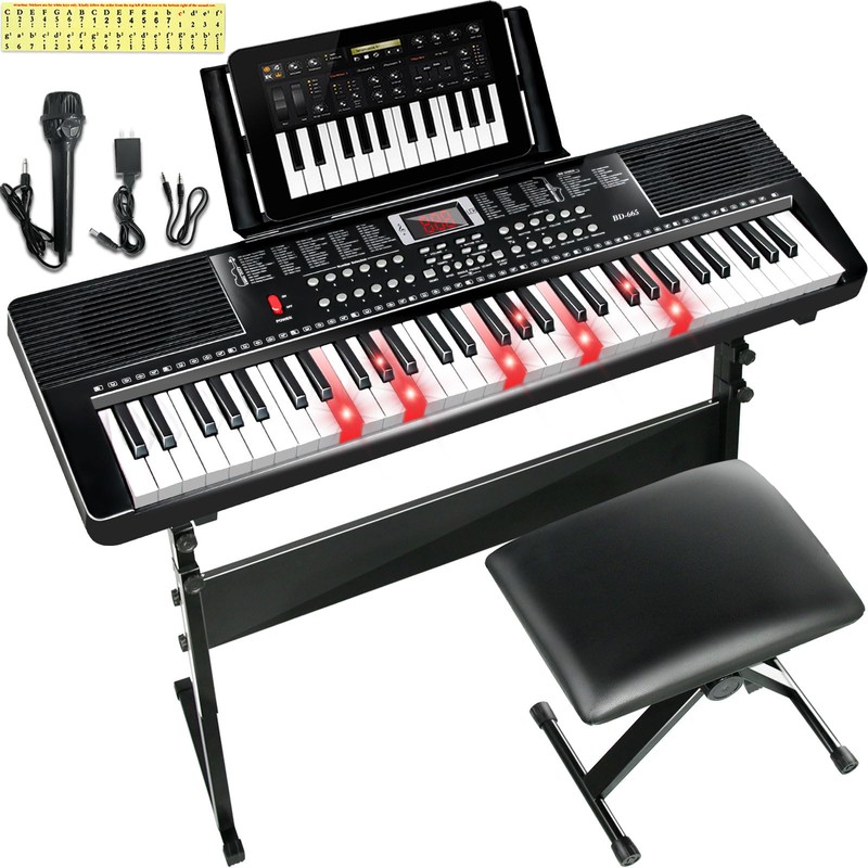 61 Key Keyboard Piano for Beginners with Lighted Keys &