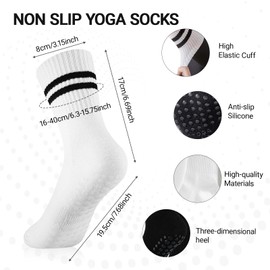 Pluvyze 6 Paar Yoga Socken Damen 39-42 Stoppersocken Damen Rutschfeste Socke-n Dame-n ABS Socken Damens Pilates Soc-ken Yogasocken mit Noppen Pilates Socks für Yoga, Barre, Pilates & Fitness