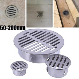 Round Stainless Steel Floor Drain Metal Steel Gully Grid Shower Anti Clogging Filter Home Tools for Outdoor Balcony Yard (Ø 83mm)