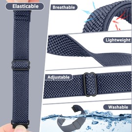 VNDAPT Elastic Watch Bands 16mm 18mm Quick Release Replacement Wristband, Adjustable Stretchy Nylon Watch Strap Sports Band for Men Women, (16mm, Black+Indigo+Wine Red+Beige+Grey)