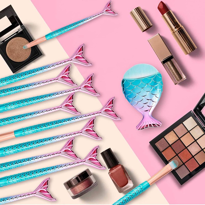 YKKJ Make Up Brush Set, 3D Mermaid Makeup Brushes, 11