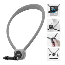 TELESIN SE 2.0 Neck Mount with Integrated Rotation, Air Cushion, Chest Strap for Action Cameras, Hands-Free POV Video Vlog Neck Mount for Go Pro Hero 13 12 11 DJI Osmo Action 5 Pro 4 Insta360 Gray