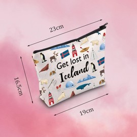 MNIGIU Iceland Travel Gift Get Lost in Iceland Cosmetic Bag for Iceland Traveler Gift Welcome to Iceland Gift (Iceland bag)