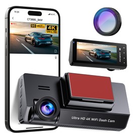Dash Cam 4K Front Built-in 5GHz WiFi with CPL, Dash Camera for Cars with 64GB SD Card, App Control, 3.69" IPS Screen Dashcam with UHD 2160P, Night Vision, Loop Recording, Parking Mode, 170°Wide Angle