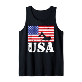 Distressed Swimming USA American Flag Vintage Swimmer Swim Tank Top