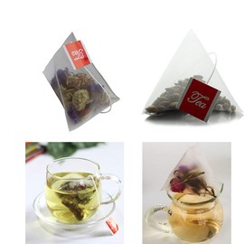 Aidour HM Tea Bags Tea Bags with Nylon Food Level Triangle, Empty Tea Bags, Pyramid Shaped Leaf Bags, Filtration Bags, 100 Count (5.8 x 7 cm)