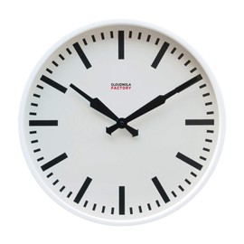 Cloudnola White Metal Station Wall Clock, Designer Clock, 18 inch Diameter, Modern Wall Clock Without Ticking, Battery Operated Quartz Movement