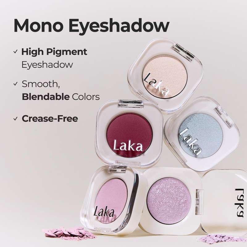 Laka Mono Single Eyeshadow, 1.6g/0.05oz, High Pigment Eye Shadow, Easy