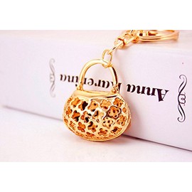 Gifts UK® Flower Handbag Shaped Crystal Diamante Rhinestone Handbag Charm Bag Charms Keyrings Pendant Key Chain *UK Stock* (Orange Flower)