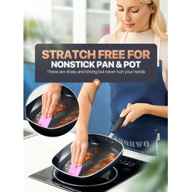 Pan Scraper - CLUEAPOP 5 Pcs Plastic Scraper Tool Set - Dish Scraper for Cast Iron - Non Scratch for Pot Cleaning Scraper - Non-Slip High Heat Resistant Kitchen Scraper Tool