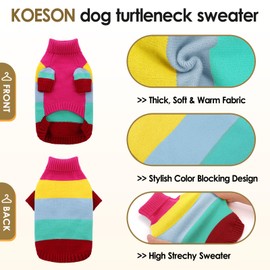 KOESON XS Dog Sweater, Thick Small Dog Sweater Female Male, Pullover Dog Christmas Sweater, Warm Puppy Sweater for Teacup, Yorkie, Chihuahua, Pink, XSmall