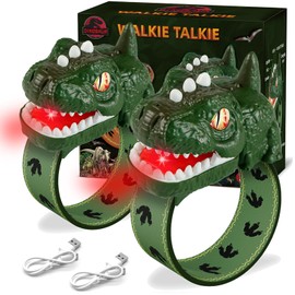 Rechargeable Dinosaur Walkie Talkies for Kids, 2 Pack T-Rex Camping Gear Outdoor Toys Long Range Birthday Easter Christmas Stocking Stuffers for 6 Age+ Boys Girls