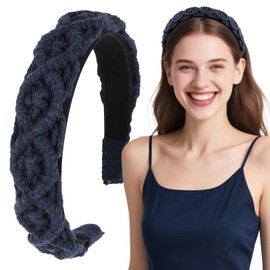 BOOMTOP Headband Braided Blue Dirndl Hair Accessories Traditional Wide Headband Vintage Headband Plain Hair Band Fashion Headpiece for Women and Girls