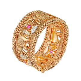 Aheli Screw Openable Traditional Fancy Designer Casual Party Golden Kada Bangles Gift for Women Indian Jewelry Single Kada Size 2.4"
