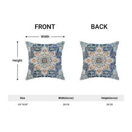 BETGINY Boho Pillow Covers 20x20, Blue and Teal Ethnic Design Outdoor Decorative Throw Pillows for Couch, Carpet Pattern Decor Cushion Cover 2 Pcs Farmhouse Linen Pillowcase for Bed Car Safa