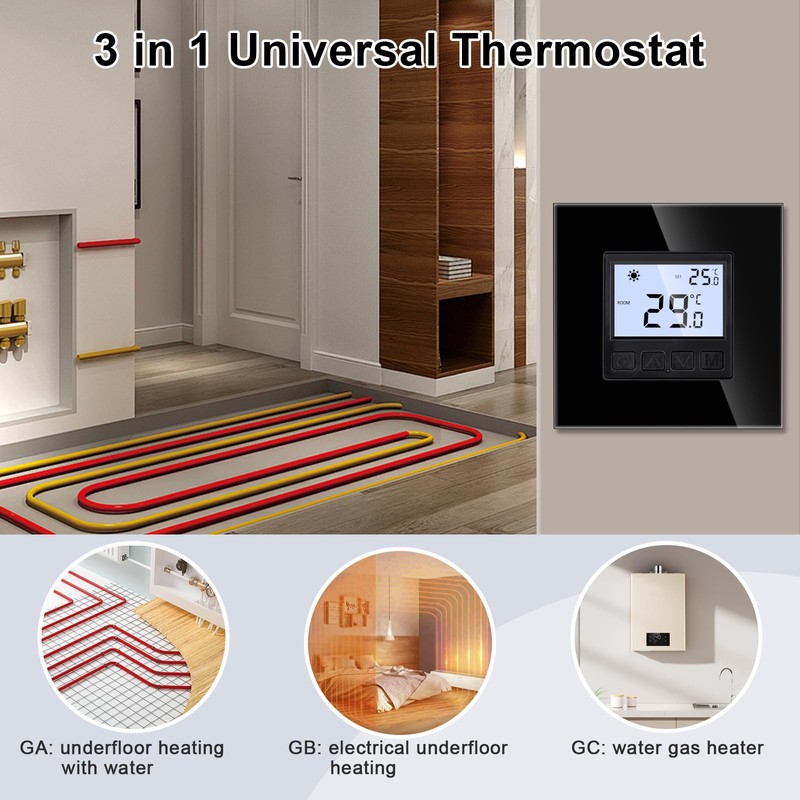 JIMEIDA Digital Programmable Thermostat Heating Black Floor Heating Chamber Constant