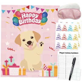PARTYLOUD Dog Birthday Party Games, Pin The Hat on The Dog, Dog Themed Pet Party Games Toddlers Preschool Party Supplies Favors for Boys Girls Adults 24 Guests