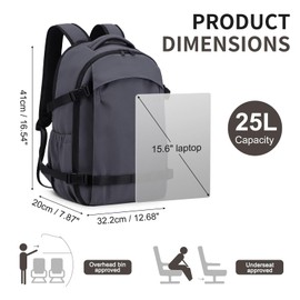 SUIKIHUM Travel Backpack for Women and Men, Lightweight 15.6" Laptop Backpack, TSA Approved Carry on Bag, Personal Item Travel Daypack,Grey Blue