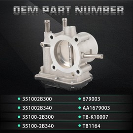 351002B300 Electronic Throttle Body Assembly Fit for Hyundai Accent 2012–2019, Veloster 2012–2017, Kia Rio 2012–2018, Soul 2012–2019, Dodge Attitude 2012–2014, 1.6L 4-Cylinder 351002B340 679003