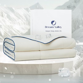 Dream Valley® Outlast® Cooling Comforter, All Season Throw NASA-Grade Technology Cooling Blanket for Hot Sleepers Night Sweats, Q-Max > 0.45 Aerocool™ Breathable, Ivory, 60"x80"