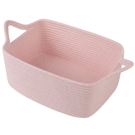 OIAHOMY Cute Woven Basket with Gift Bags and Ribbons, Gift Basket Empty for Baby Showers Birthday, Nursery Bin with Handles for Baby Room Living Room, Pet Toy Bins for Toy Organizer - Mixed Pink