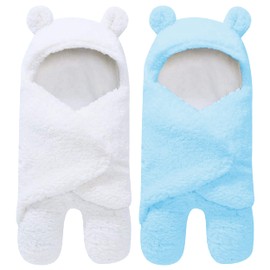 Spotted Play 2 Pack Sherpa Baby Swaddle Blanket - Aquamarine and White