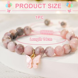 Kinretixia Pink Butterfly Bracelet Natural Stone Jewellery Card Birthday Gifts for Girls Birthday Gifts for Daughter Gifts for Best Friends