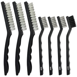 Wire Brush Set 7 Pieces: 3 Large Stainless Steel Wire Brush + 3 Small Stainless Steel Brush + 1 Nylon Brush Metal Wire Brush Nylon Wire Brush Steel Wire Brush Rust Removal Brush Cleaning Brush