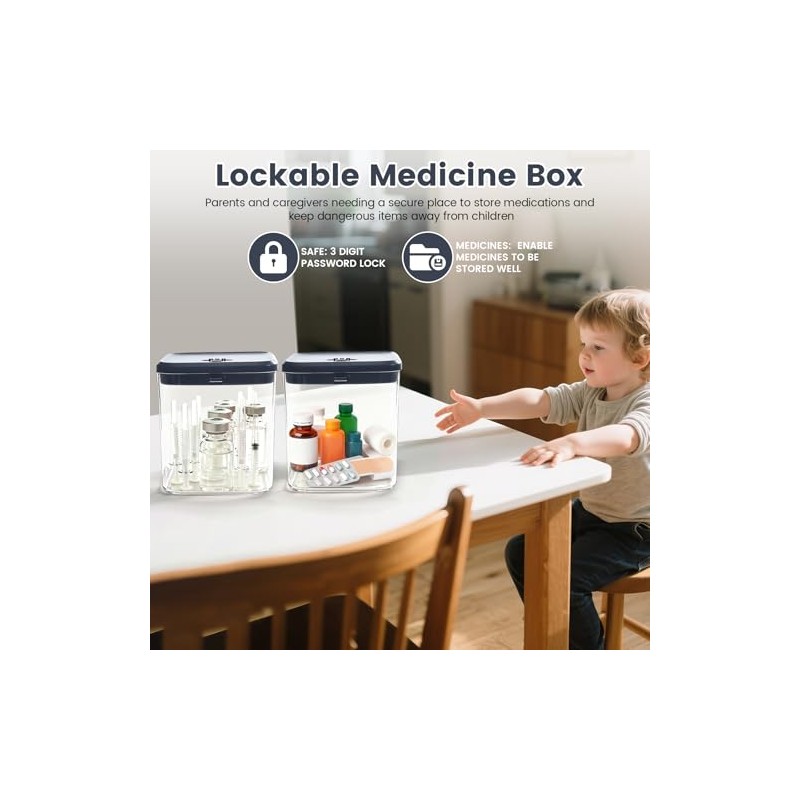 Caja de bloqueo de medicamentos transparente con código, cajas de